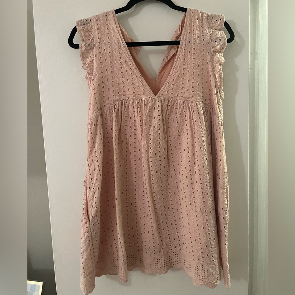 Mustard Seed Blush Pink Eyelet Mini Dress